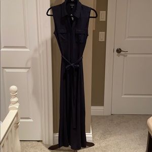 TALBOTS navy maxi dress with tie